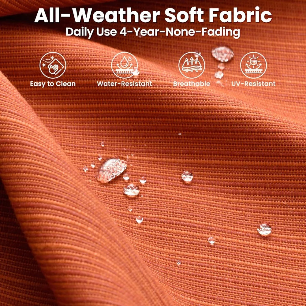 The Modern 6-Piece Rattan Wicker Patio Furniture Set featuring plush cushions and durable materials, an example of modern wicker patio furniture.